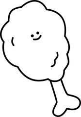 a cute fried chicken drumsticks doodle hand drawn outline image
