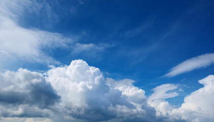 Image of Blue cloudy sky in daytime close up. Texture for background usage