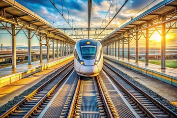 Fototapeta premium High speed train arriving at Johannesburg airport