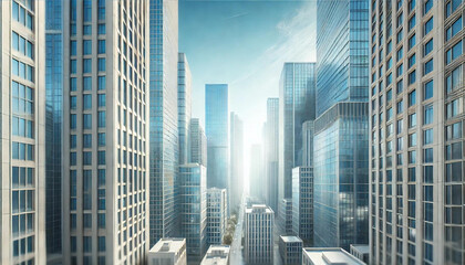 Obraz premium ビルの立ち並ぶオフィス街