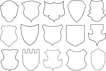 Set of different shields illustration isolated on white background