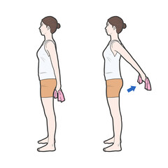 수건 어깨 신전 오십견 재활 운동 체조 스트레칭