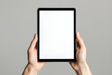 Hands grasping a digital tablet, showcasing interaction with technology, emphasizing connectivity and modern communication.
