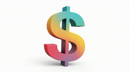 Fototapeta premium Vibrant Dollar Sign Isolated on Colorful Background – Artistic Currency Symbols for Financial and Business Themes