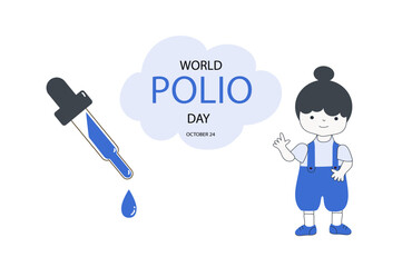 World Polio Day vector banner. Cute fun children on pastel background. Doodle vector flat cartoon illustration for information flyers, posters.