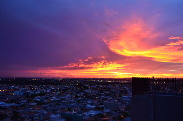 Sunset over Curitiba, Parana, Brazil in amazing colours