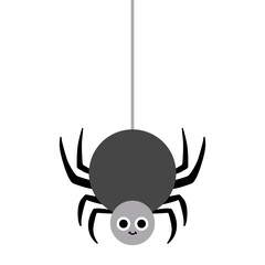 spider hanging illustration flat style vector isolated on white and transparent background
