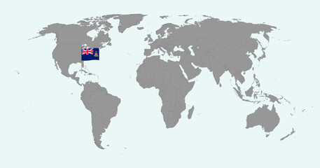 Pin map with Cayman Islands flag on world map. Vector illustration.