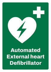 OSHA/ANSI emergency and first aid safety signs sentence case text_automated external heart defibrillator_portrait size a4/a3/a2/a1	

