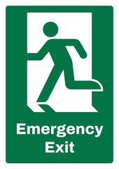 OSHA/ANSI emergency and first aid safety signs sentence case text_emergency exit (left hand)_portrait size a4/a3/a2/a1	
