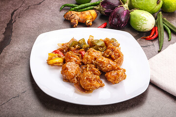 Chinese cuisine - prawn with chili sauce