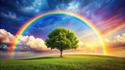 Naklejka premium Aerial abstract tree landscape background with rainbow colors