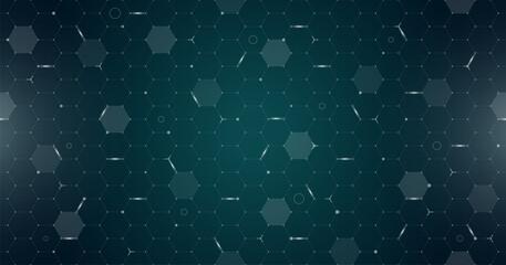VR HUD futuristic interface hexagons grid. Digital UI screen hexagonal mesh. GUI hi tech visor seamless pattern. Spaceship head up display hex particles on dark green background. FUI Sci Fi dashboard © Azat Valeev