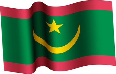 Naklejka premium Mauritania Realistic 3D Waving Flag