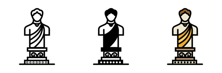 Antique Statue icon, A sculpture from a past era, representing historical or cultural figures, prized for its artistic and historical significance.