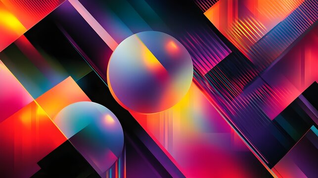 A captivating depiction of vibrant geometric shapes emitting a soft glow in a dark backdrop, reflecting a futuristic and creative vibe ideal for technology-focused imagery. 