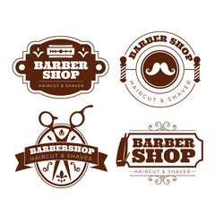 Obraz premium Vintage Barber Shop Logos Collection