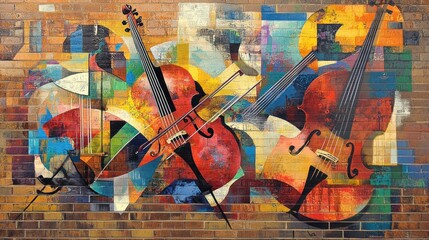 Colorful Abstract Cello Mural