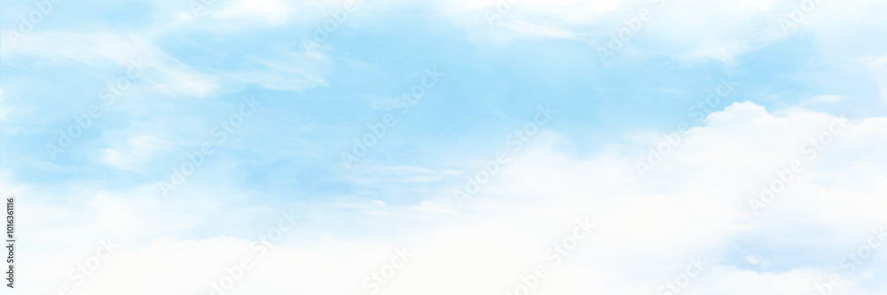 Wall mural background with clouds on blue sky vector. nature sky beautiful blue and white clouds texture backgr