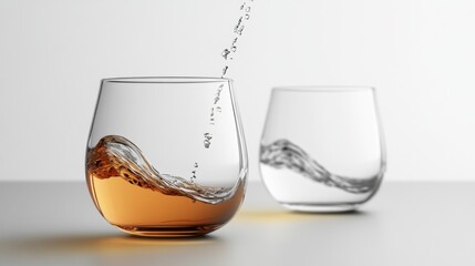 Modern drinking glasses with suspended shapes inside the glass, creating a 3D effect as beverages are poured.