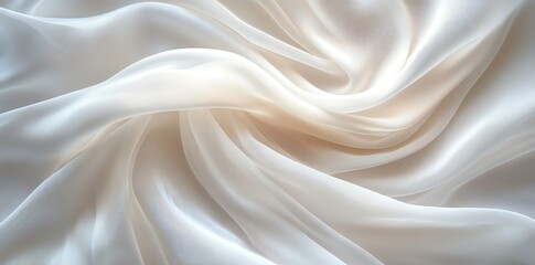 Obraz premium Elegant white silk fabric with soft, flowing folds and a luxurious texture.