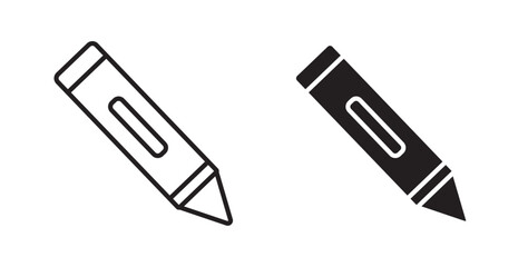 Crayon icon in solid and stroke style.