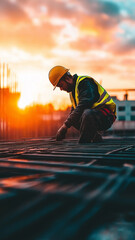 Construction Worker at Sunset