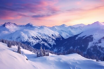 Winter landscape panoramic mountain.