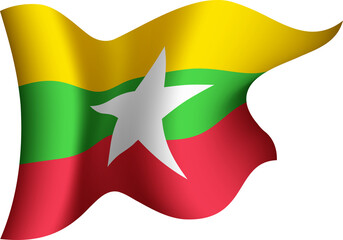 Myanmar Realistic 3D Waving Flag