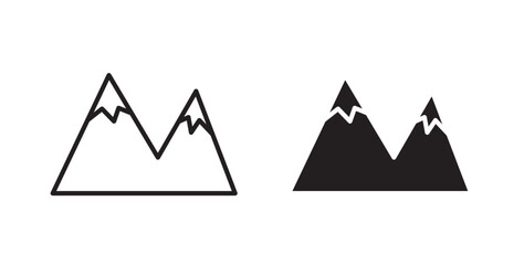 Mountain icon in solid and stroke style.