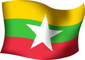 Myanmar Realistic 3D Waving Flag