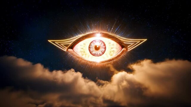 The all-seeing eye, or radiant delta, is a Masonic symbol. The third eye shines in the sky. The eye of a god from heaven. All seeing eye