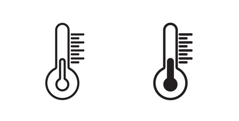 Temperature icon in solid and stroke style.