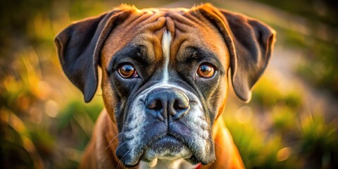 Obraz premium Stunning Close-Up Portrait of a German Boxer Captured by Drone Photography