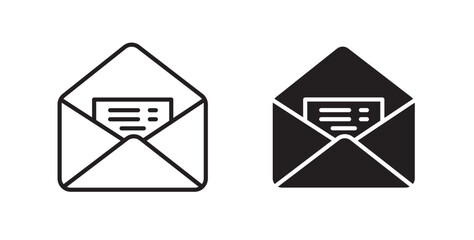 Open envelope icon in solid and stroke style.