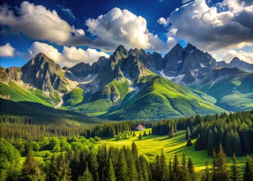 Stunning Drone Photography of Vysok Tatry and Vek Studen Dolina with Zbojnicka Chata in the Background