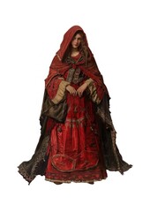 Naklejka premium Medieval woman in red cloak