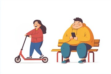 lifestyle and weight, sedentary life, active lifestyle, weight gain, toned body, fitness and health, gadgets and obesity, healthy living, physical activity, body transformation