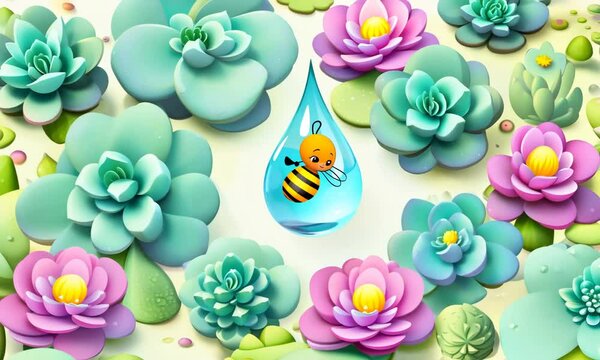 Cute honey bee cartoon animation