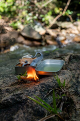 Survival gear flint and steel fire