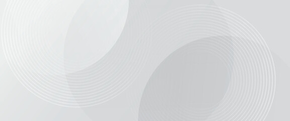 White geometric abstract background overlap layer on bright space with lines effect decoration. Modern graphic design element circles style concept for