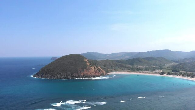 Mawun Beach, Lombok, Indonesia, Southeast Asia.
Aerial view of Mawun Beach, Lombok, Indonesia.