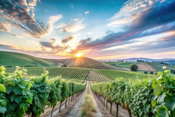 Stunning Vineyard Silhouettes at Sunset for Scenic Landscape Photography