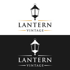 Rustic lantern lamp template logo for retro vintage home decoration.