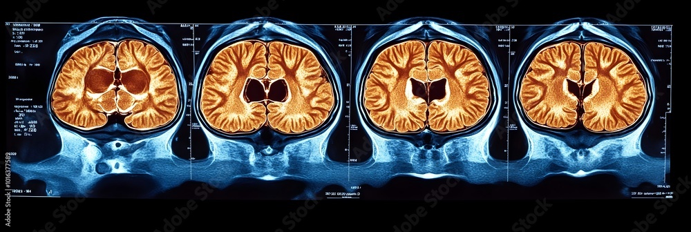 Poster detailed mri scan images showing the complex structure and anatomy of the human brain,including the 
