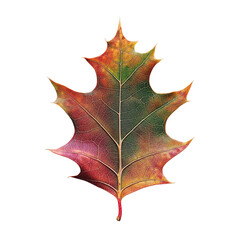 Naklejka premium An autumn maple leaf, with its characteristic red and green hues isolated over transparent background, PNG, cutout