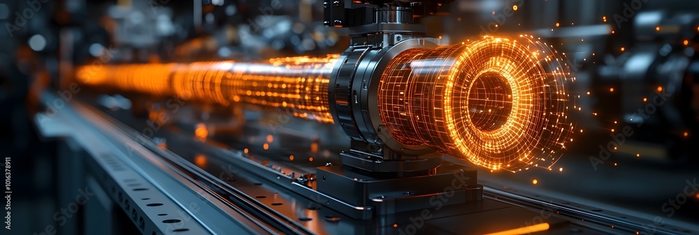Aufkleber Dramatic futuristic energy reactor emitting powerful luminous beams of light and energy,creating an intense,dynamic.