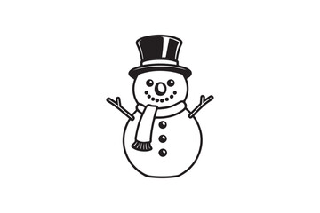 Jolly Snowman vector silhouette