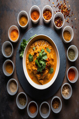 A cinematic, ultra-realistic overhead food.