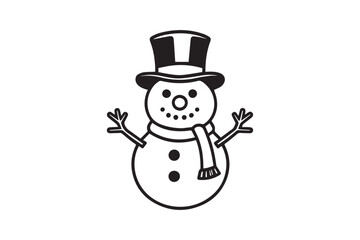 Jolly Snowman vector silhouette